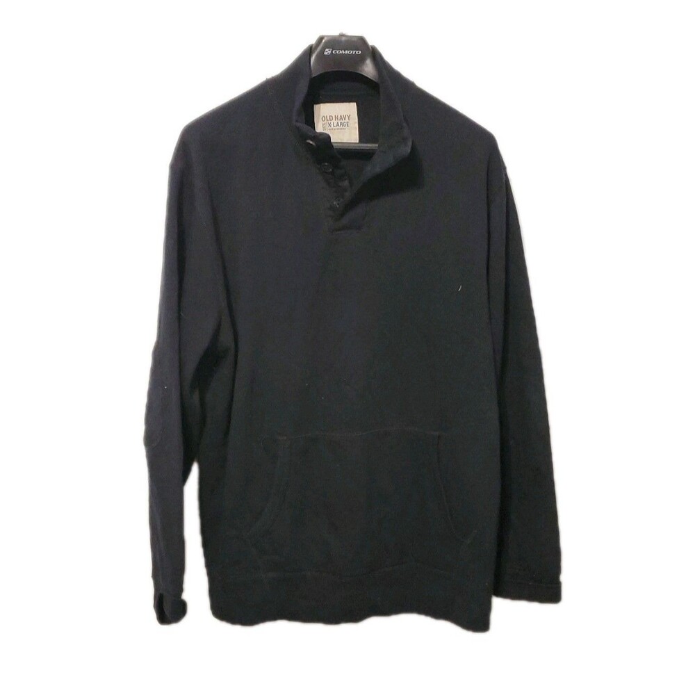 Y2K Old Navy Mens Pullover XL Black Elbow Pads Preppy Academia Cotton